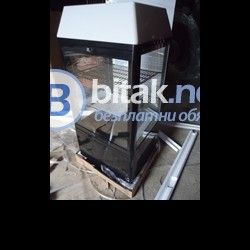 1. вертикална витрина за торти  нова цвят черна средно-температурна размери 475х432х995мм.