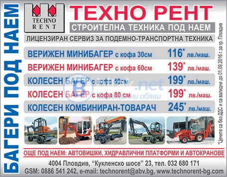 Мини багери под наем