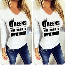УНИКАЛЕН ПОДАРЪК! Дамски топ QUEEN ARE BORN IN с месец ПО ТВОЙ ИЗБОР!