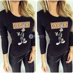 ПРОМО! Дамски топ с GUCCI RABBIT / ГУЧИ реплика принт! Поръчай модел С Твоя идея!