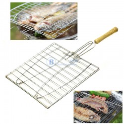 Скара за барбекю с дървена дръжка BBQ скара за риба