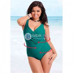 2XL/3XL -52 размер, дизайнерски  цял бански, марка Bonprix, зелен бански с махащи дунапренови подплъ