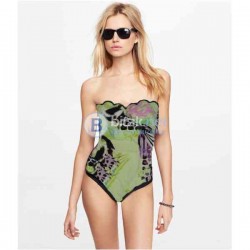 М размер, чашка С, дамски дизайнерски цял бански, марка charmline swimwear, тип бандо, ляти дунапрен